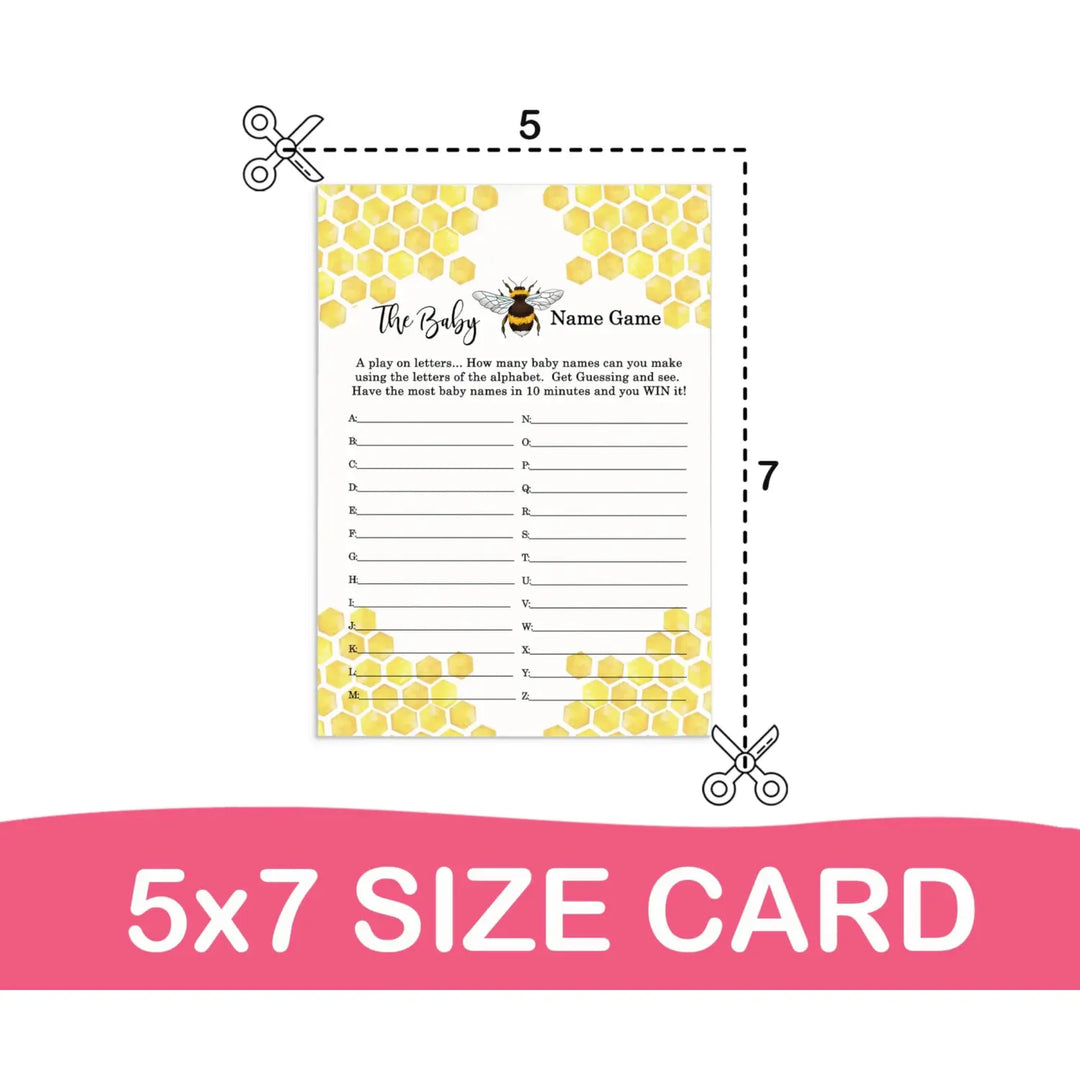 “Bumblebee Bash” - Mama to Bee Baby Shower Game Set, Gender Neutral, 5x7 Cards (25 ct) - Paper Clever Party