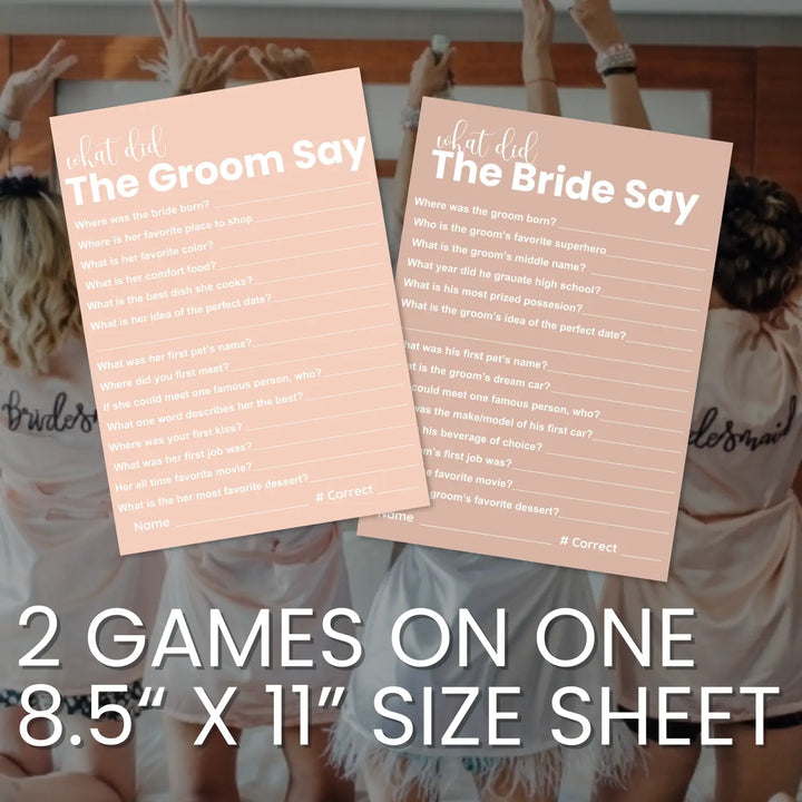 Canyon rose bridal shower game bundle - instant download of 4 fun wedding games - party