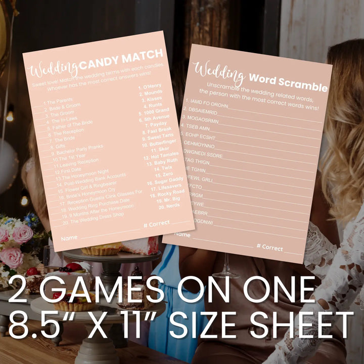 Canyon rose bridal shower game bundle - instant download of 4 fun wedding games with answer keys - party