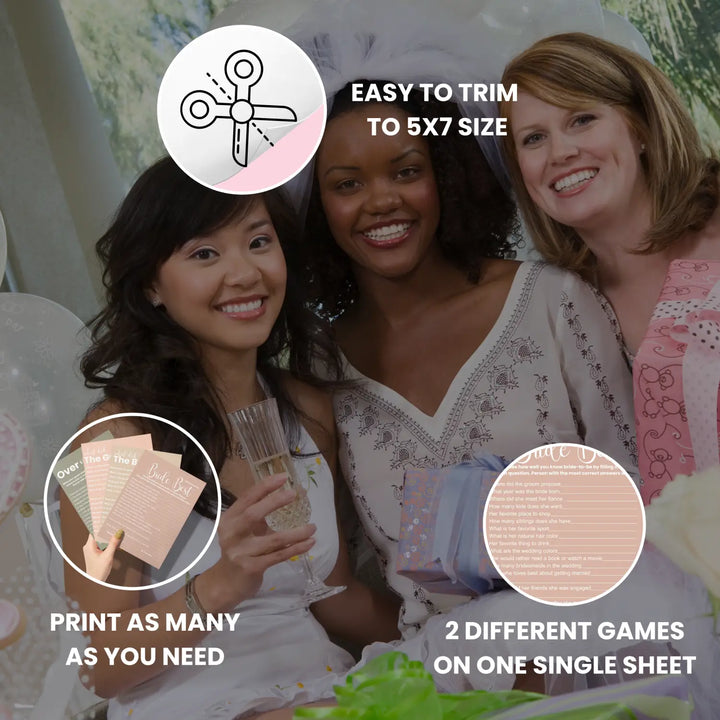 Canyon rose bridal shower game bundle - instant download of 4 fun wedding games - party