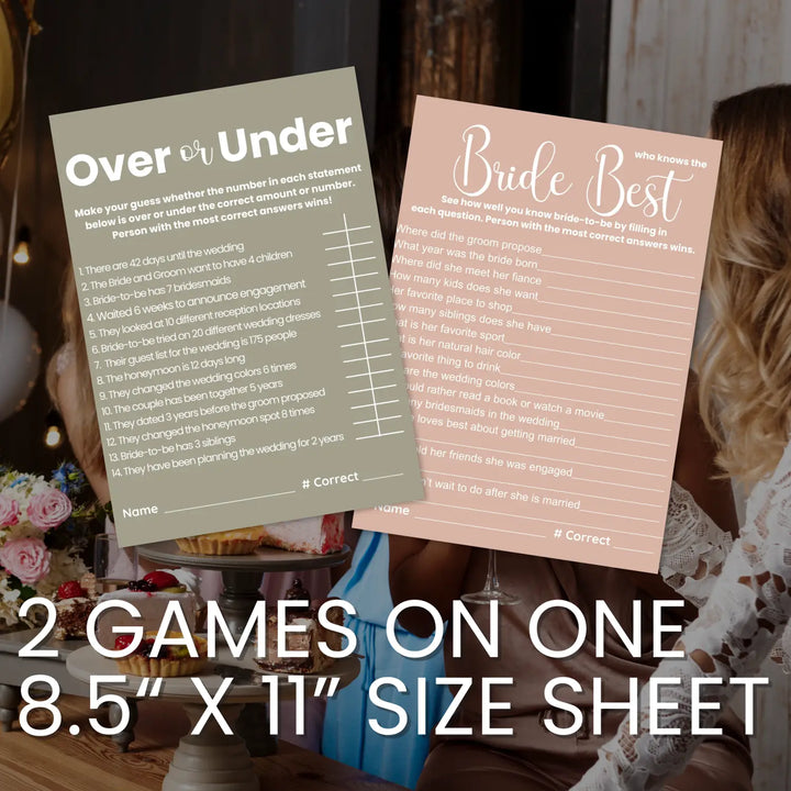 Canyon rose bridal shower game bundle - instant download of 4 fun wedding games - party