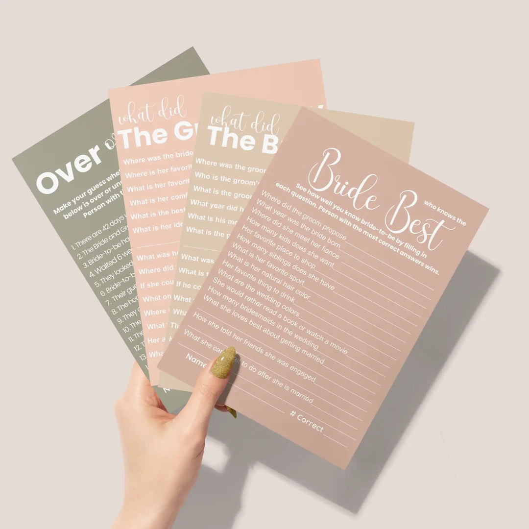 Canyon rose bridal shower game bundle - instant download of 4 fun wedding games - party