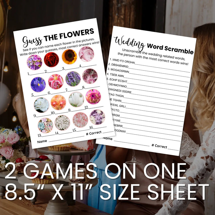 Chic black and white bridal shower game bundle - instant download of 4 fun wedding games with answer keys - party