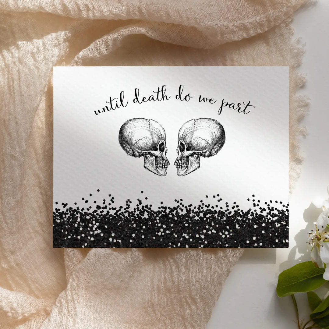 Chic Glam Skull Gothic Thank You Cards - 20-Pack, Black & White Design for Edgy Weddings & Events - Paper Clever Party