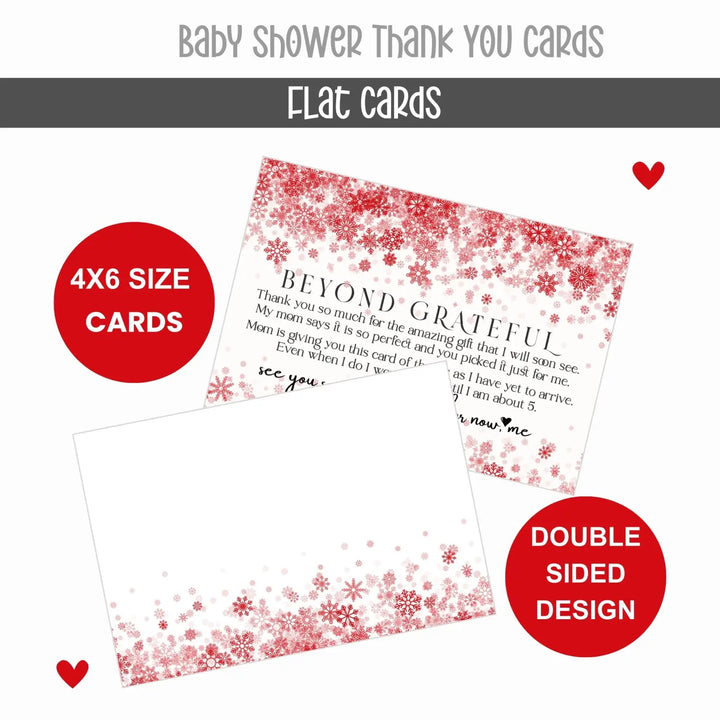 Christmas Baby Shower Thank You Cards – Red Notecards with Envelopes (Pack of 25) - Paper Clever Party