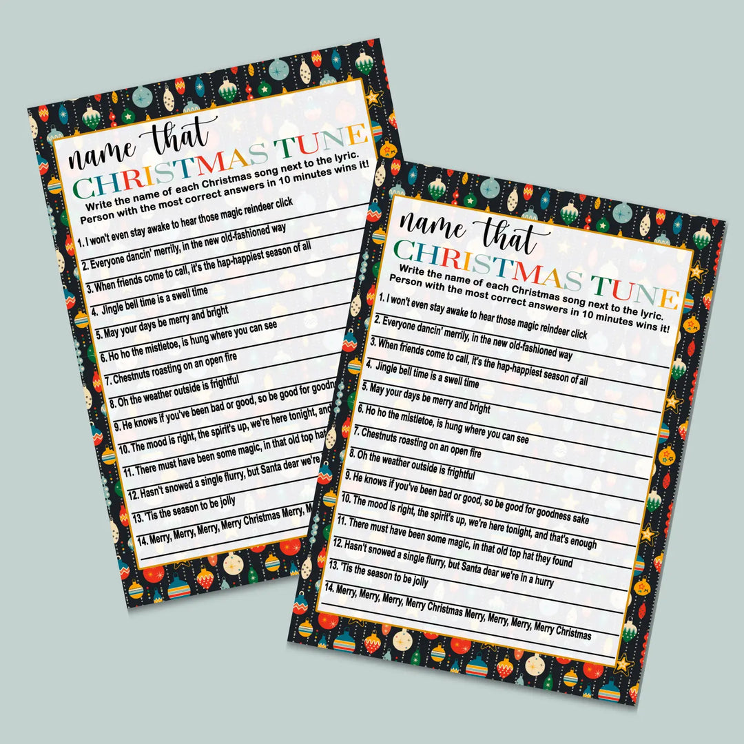 Christmas song trivia game – printable holiday music quiz instant download festive fun 5x7 & letter size ornament