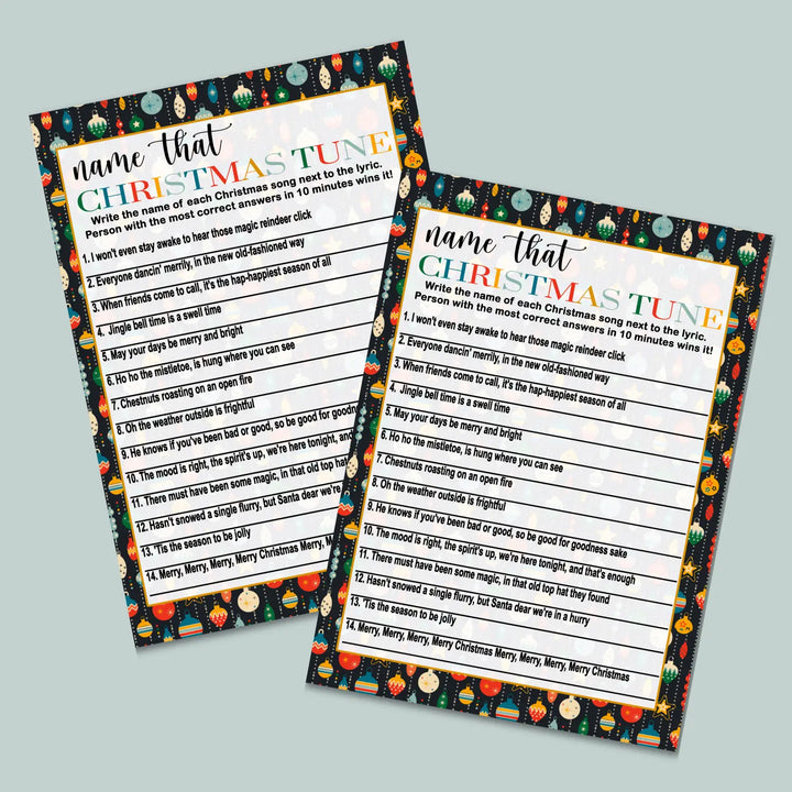 Christmas song trivia game – printable holiday music quiz instant download festive fun 5x7 & letter size ornament