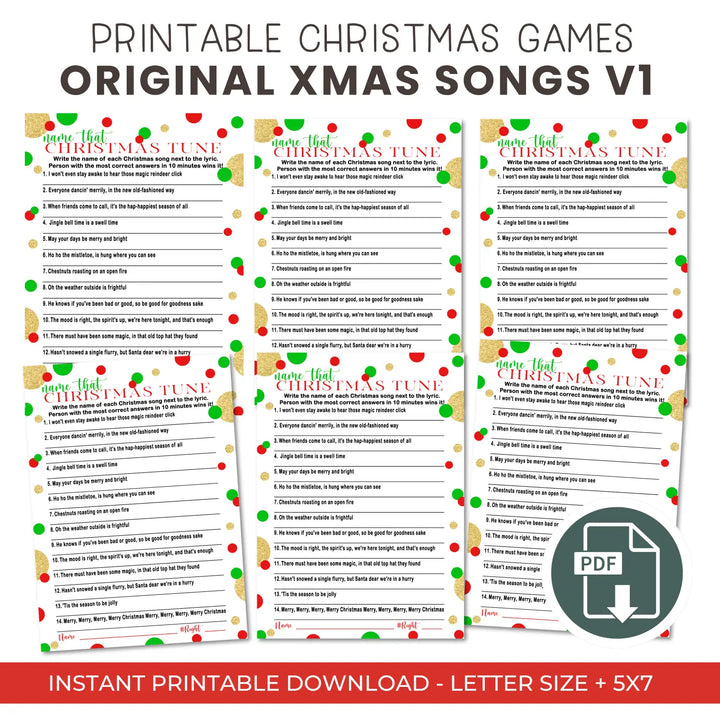 Christmas song trivia game – printable holiday music quiz instant download festive fun 5x7 & letter size original