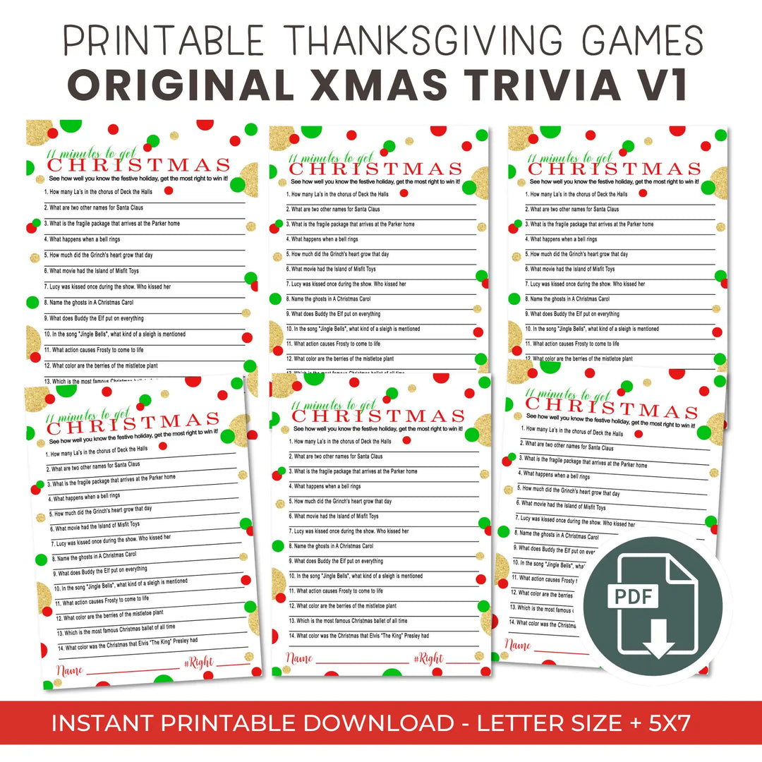 Christmas trivia challenge – 11 minutes to win it! Printable holiday game instant download festive fun - party games