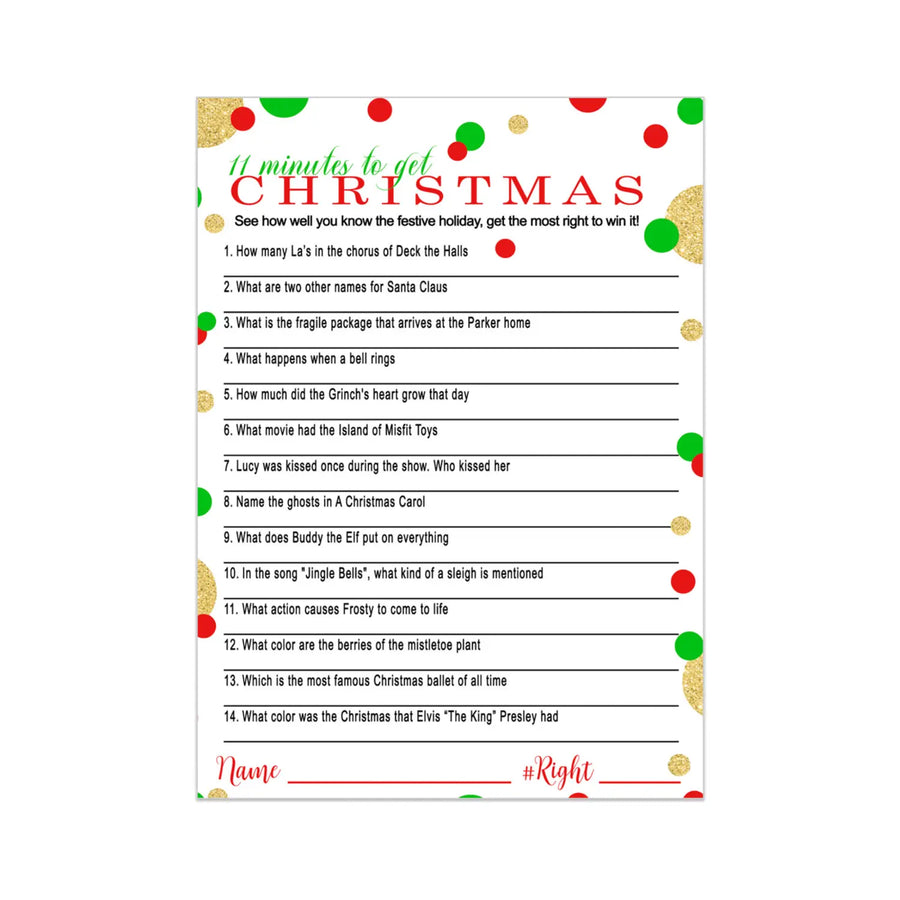 Christmas Trivia Game Fun Party Activity for Adults Office Group Thanksgiving Holiday Movie and Song Questions 25 Guest