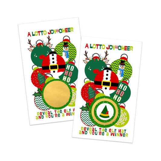 Lotto Christmas Cheer Scratch Off Game Cards (30 Pack) Festive Fun Holiday Party Activities for Adults, Groups, Event Raffles for Prizes