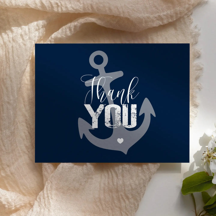 Classic Nautical Anchor Thank You Cards - 20-Pack for Showers, Weddings, and More - Paper Clever Party