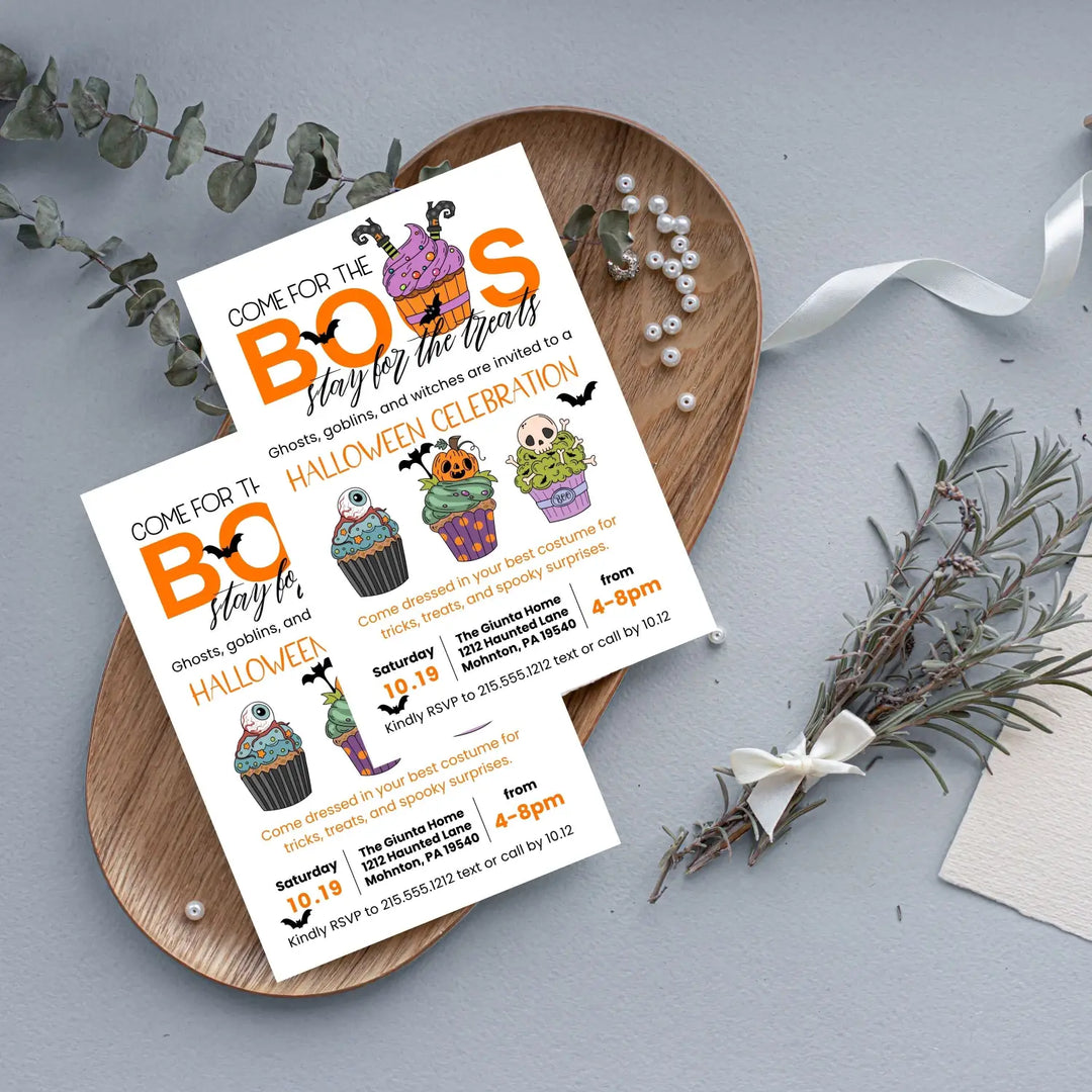 Come for the boos invitation printable customized halloween party 5x7 inches fully personalizable adults & kids spooky
