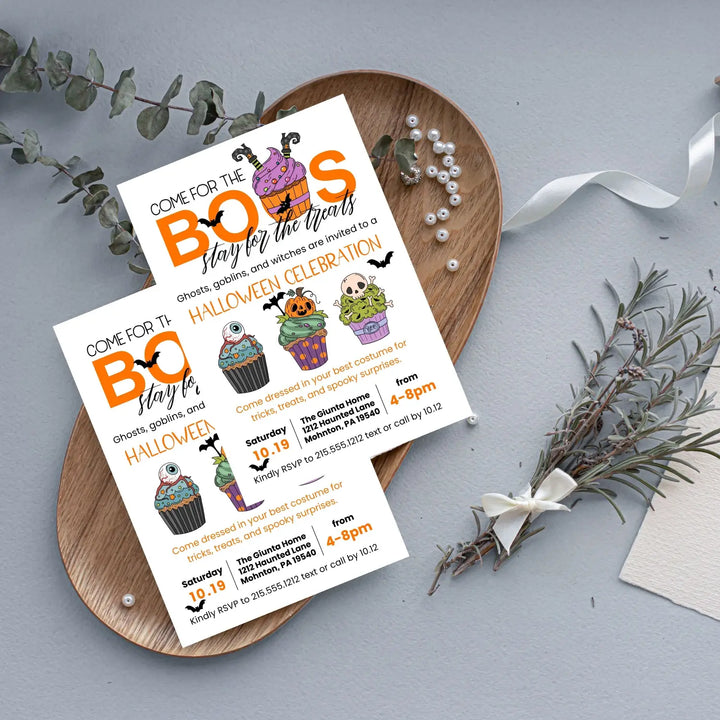 Come for the boos invitation printable customized halloween party 5x7 inches fully personalizable adults & kids spooky