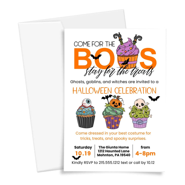Come for the boos invitation printable customized halloween party 5x7 inches fully personalizable adults & kids spooky