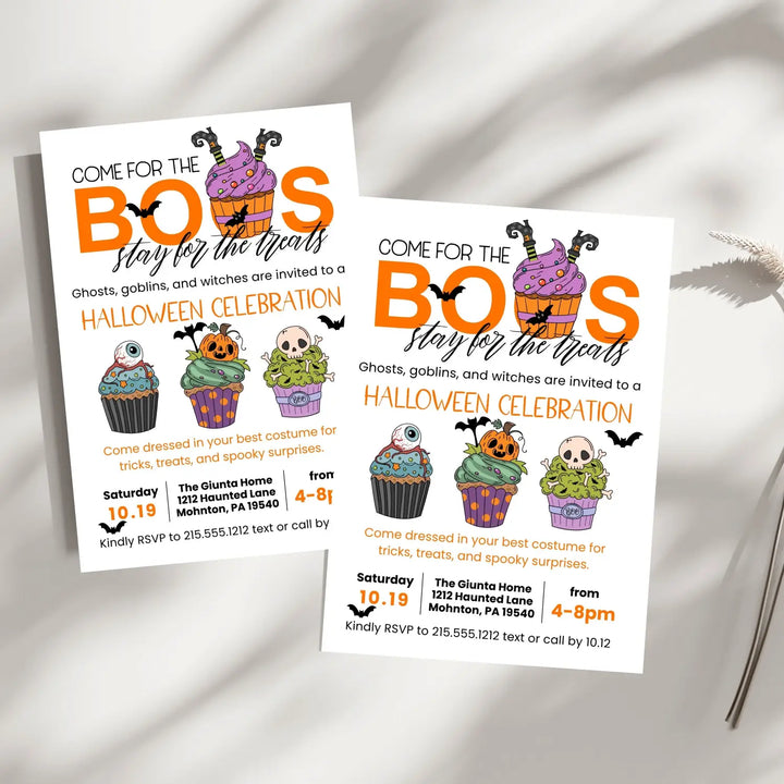 Come for the boos invitation printable customized halloween party 5x7 inches fully personalizable adults & kids spooky