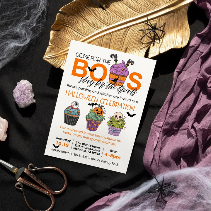 Come for the boos invitation printable customized halloween party 5x7 inches fully personalizable adults & kids spooky
