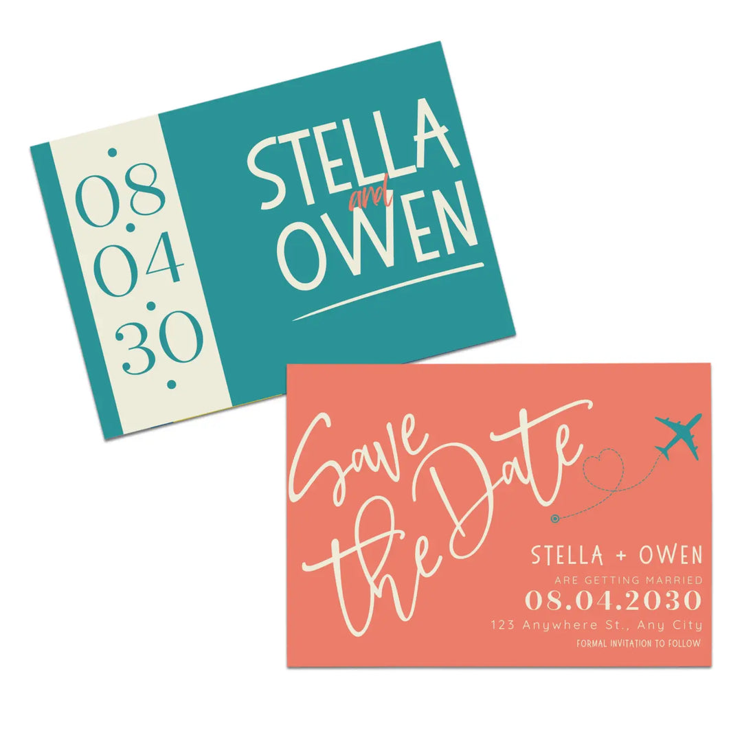 Custom Watermelon and Teal Save the Date Cards - Personalized 4x6 Inch Invitations with Elegant Typography and White Envelopes - Perfect for Weddings, Birthdays, and Showers