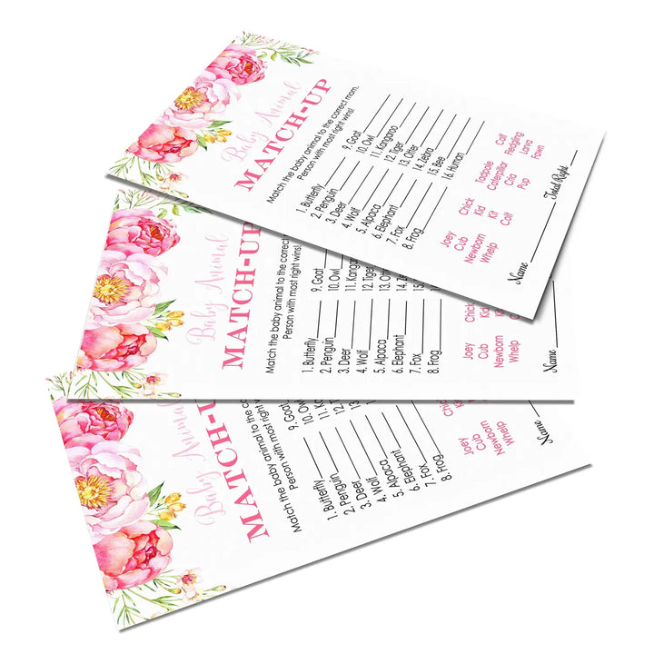 Cottage floral baby shower game cards (25 pack) - party games