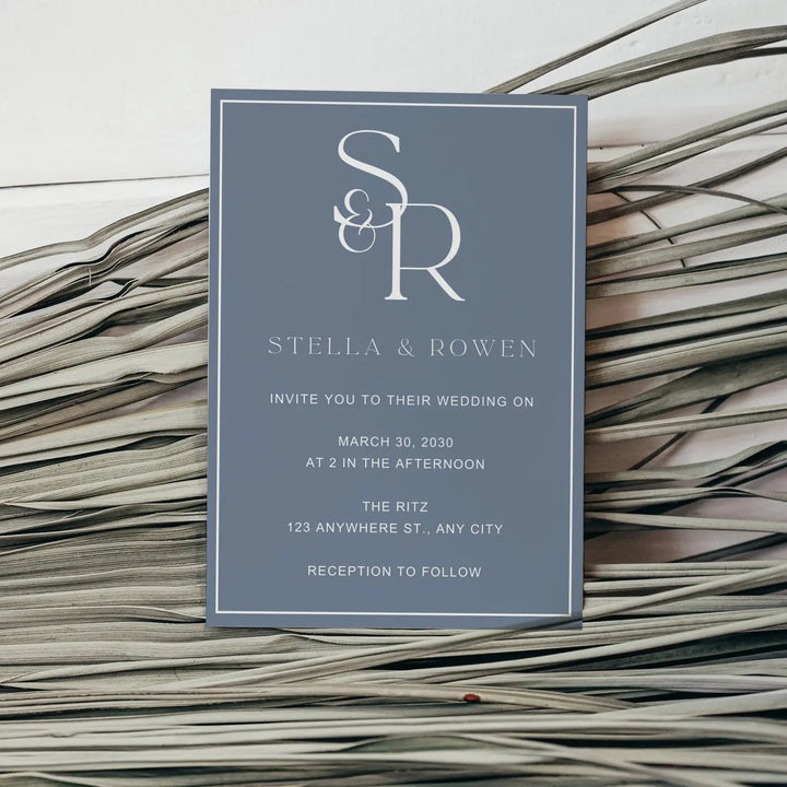 Custom minimalist wedding invitations: personalized initials premium cardstock celestial skies collection - invitations
