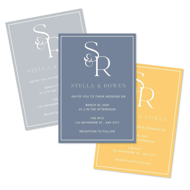 Custom minimalist wedding invitations: personalized initials premium cardstock celestial skies collection - invitations