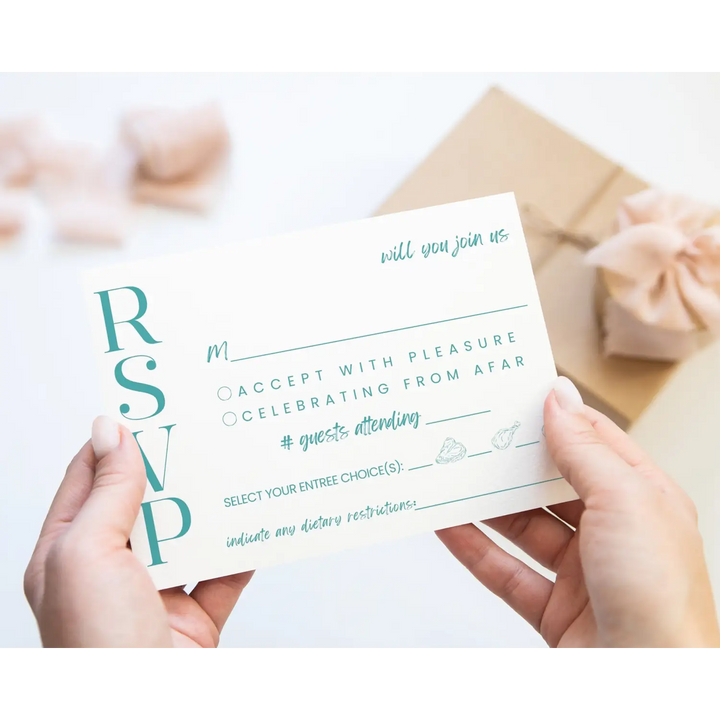 Custom RSVP Cards for Wedding Receptions, Any Occasion Response Cards, Teal