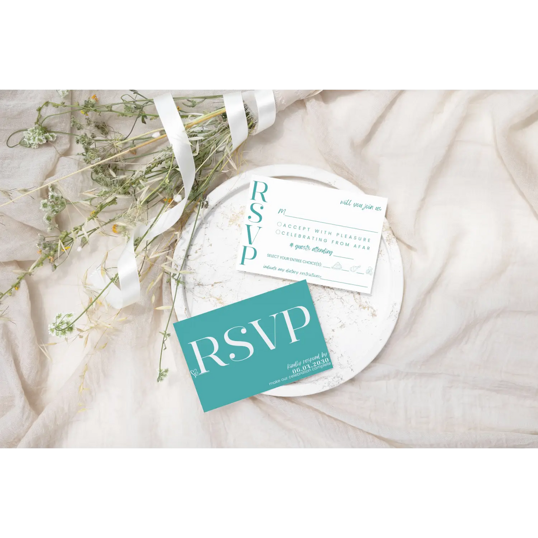 Custom RSVP Cards for Wedding Receptions, Any Occasion Response Cards, Teal