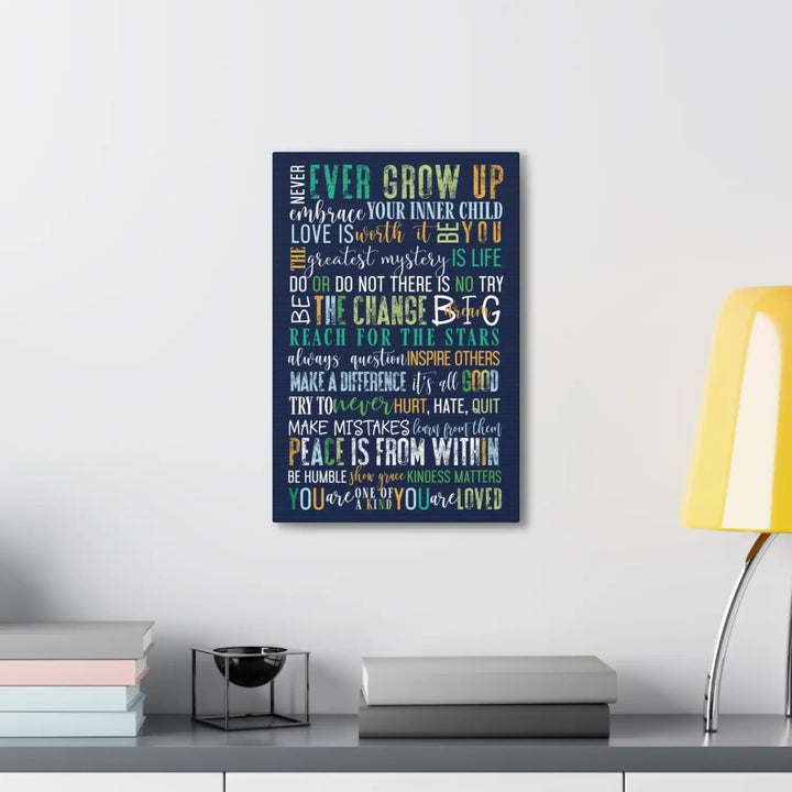 Dandelion Wall Canvas Inspiring Words & Positive Quotes - Nursery Print, Kids Room Decor, Family Rules - Paper Clever Party