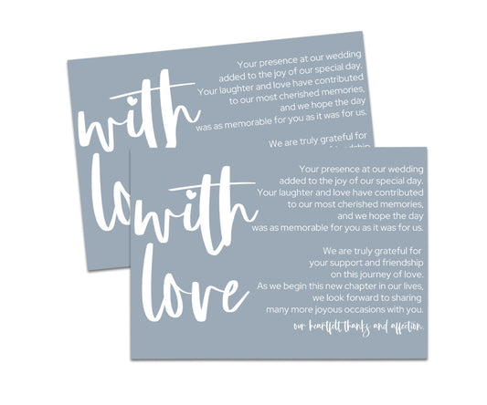 25-Pack Denim Reception Thank You Cards - 4x6 Wedding Table Favors