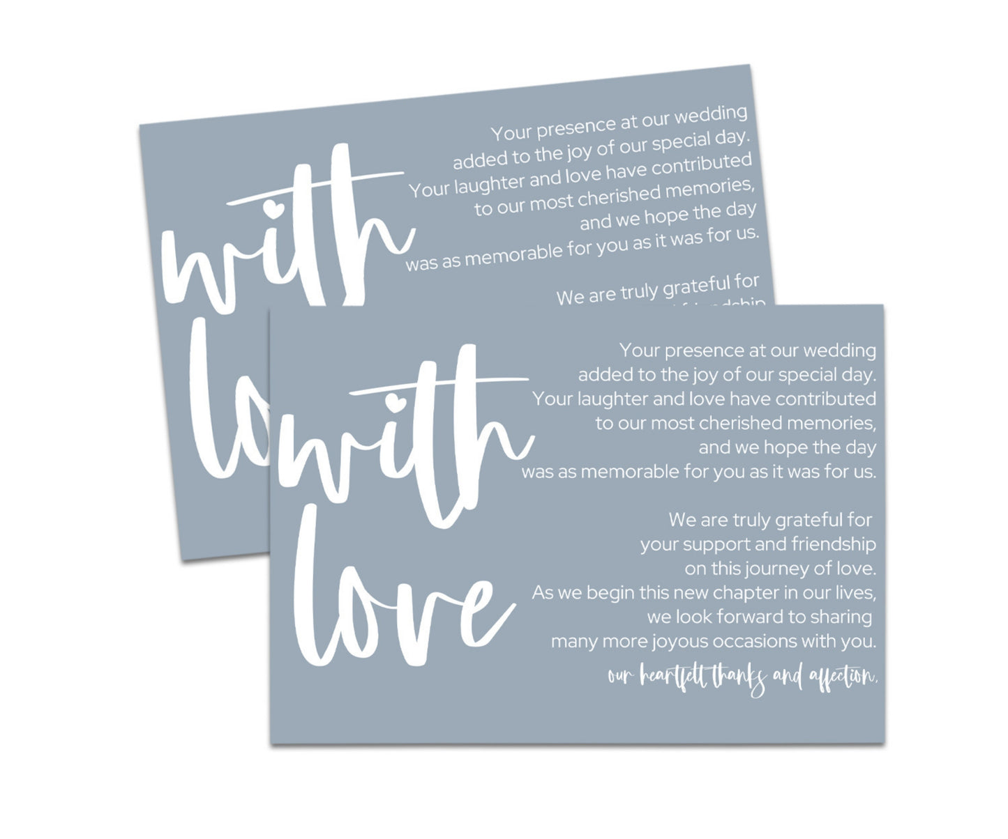 25-Pack Dusty Blue Reception Thank You Cards - 4x6 Wedding Table Favors