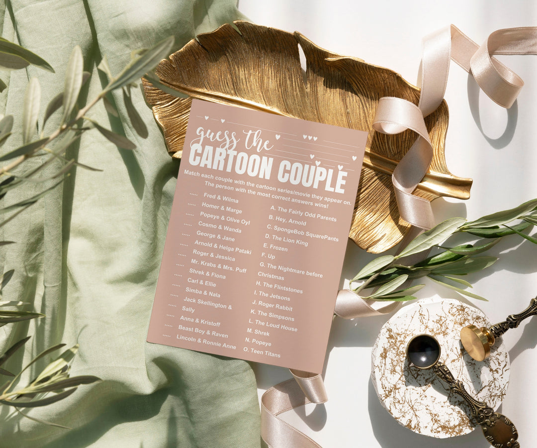 Canyon Rose Bridal Shower Game Duo, Dirty Minds & Cartoon Couples Match - Paper Clever Party