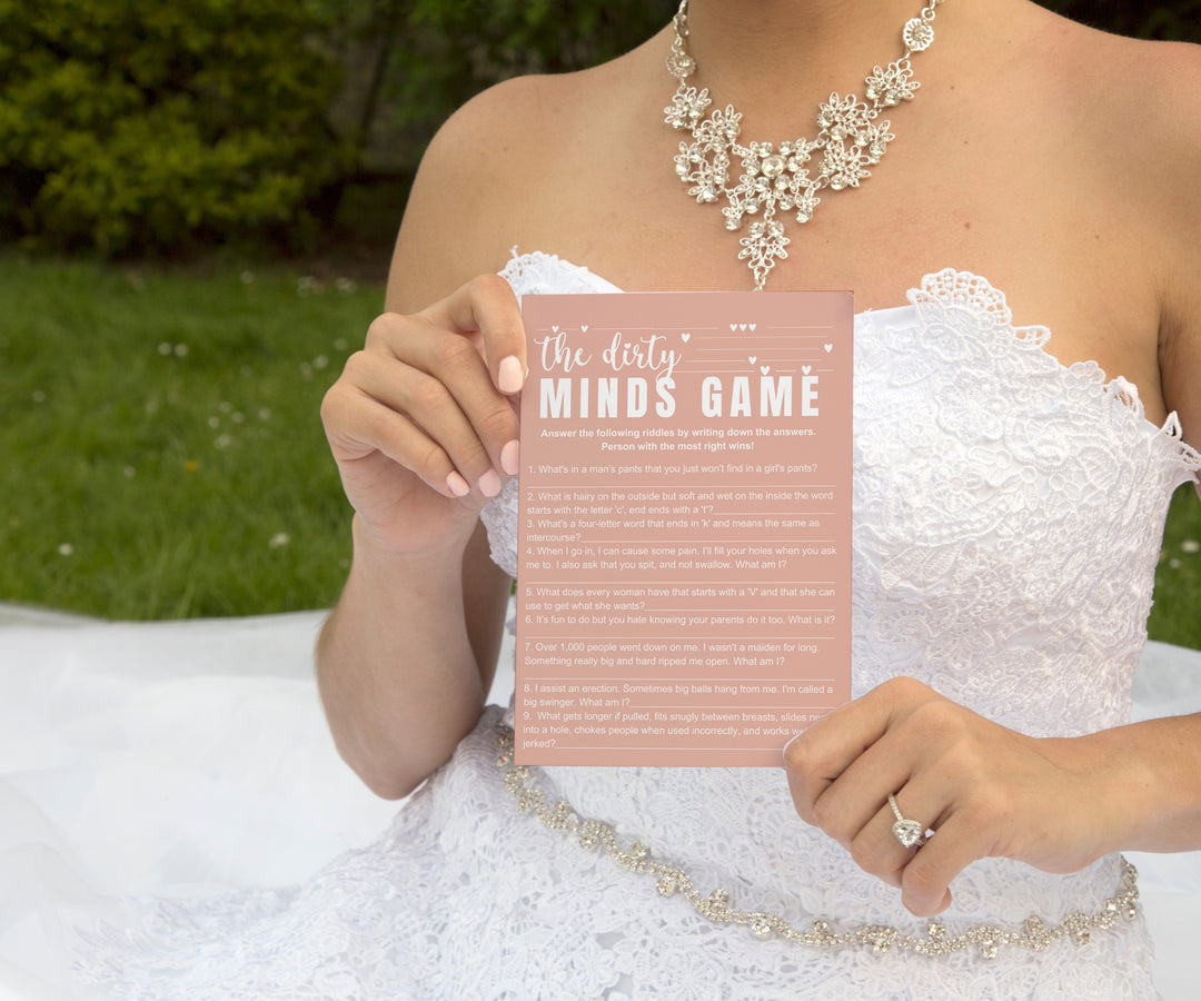 Canyon Rose Bridal Shower Game Duo, Dirty Minds & Cartoon Couples Match - Paper Clever Party