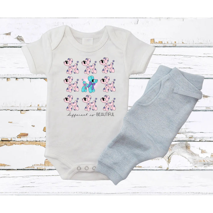 Different is beautiful baby bodysuit balloon animal infant onesie motivational inspiring gift 0-24 months cute shower