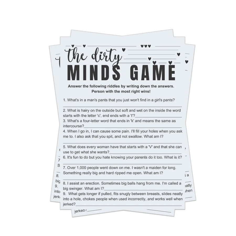 Dirty or Clean Minds Trivia - Hilarious DIY Printable Adult Party Game - Instant Download - Paper Clever Party