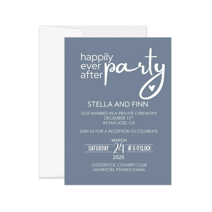 Dusty Blue Reception Invitations Happily Ever After Party - Paper Clever Party