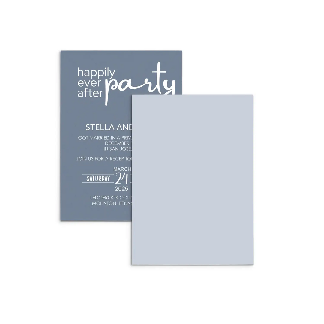 Dusty Blue Reception Invitations Happily Ever After Party - Paper Clever Party