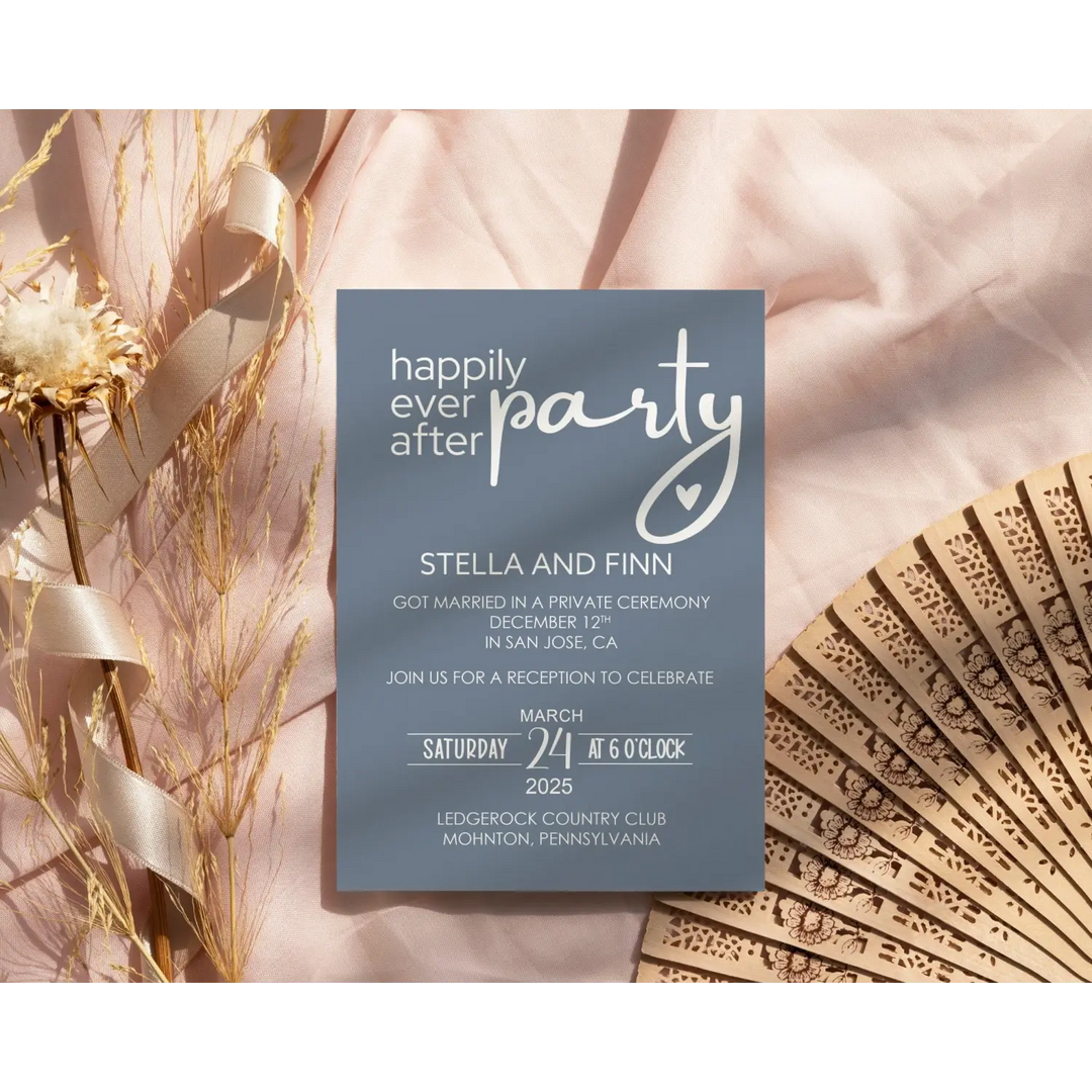 Dusty Blue Reception Invitations Happily Ever After Party - Paper Clever Party