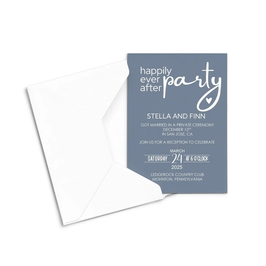 Dusty Blue Reception Invitations Happily Ever After Party - Paper Clever Party