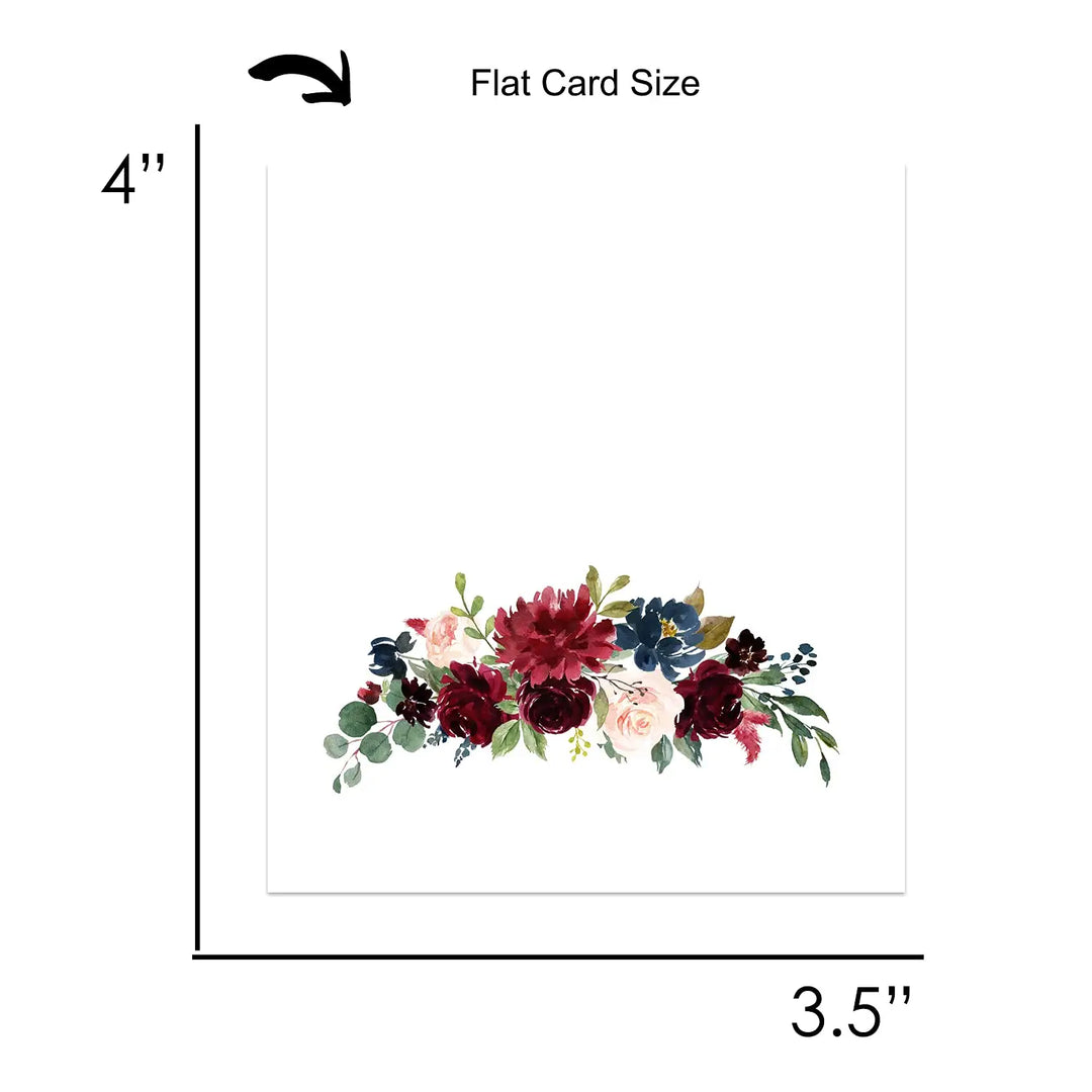 Elegant Indigo Floral Place Cards (25-Pack) - Paper Clever Party