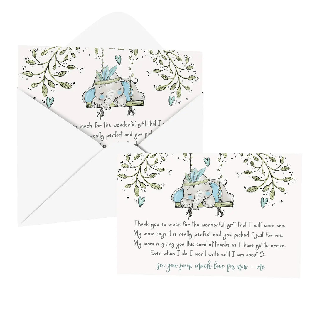 Elephant Baby Shower Thank You Cards – Prewritten Notes for Boys and Girls (Pack of 25) - Paper Clever Party