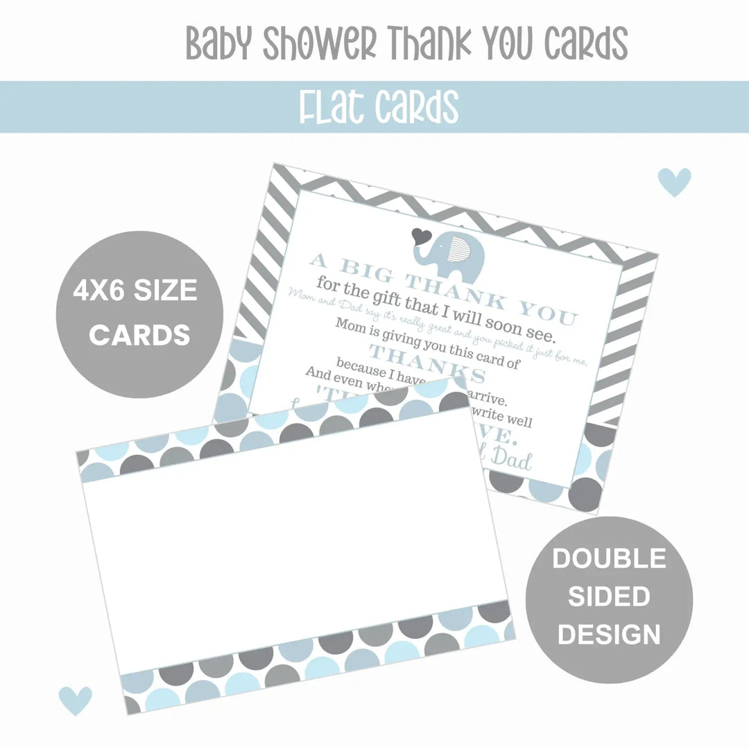 Elephant Thank You Cards for Boys – Prewritten Notes with Envelopes (Pack of 25) - Paper Clever Party