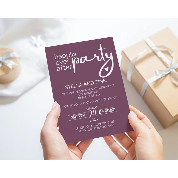 Enchanting Purple Happily Ever After Reception Invitations Personalized - Paper Clever Party