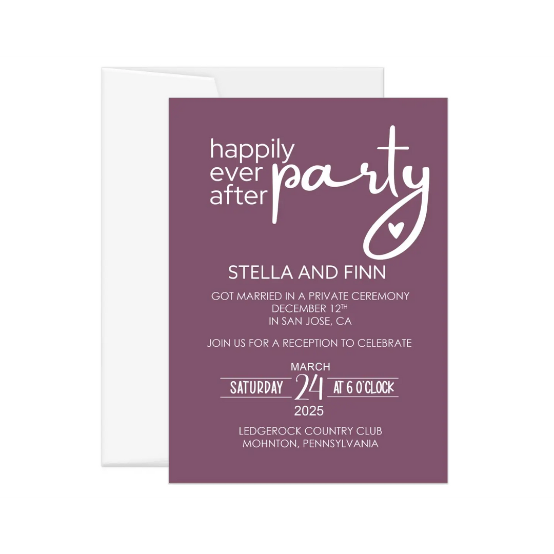 Enchanting Purple Happily Ever After Reception Invitations Personalized - Paper Clever Party