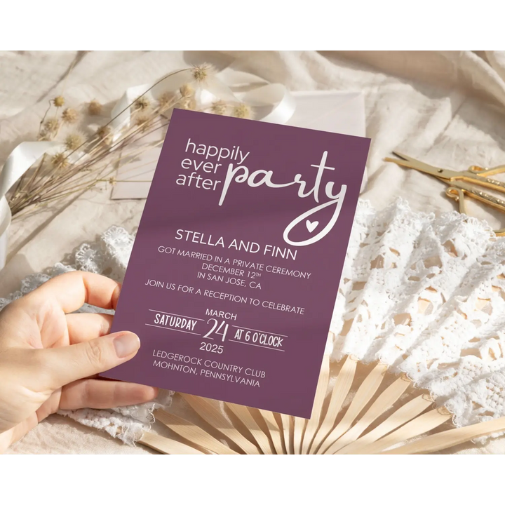 Enchanting Purple Happily Ever After Reception Invitations Personalized - Paper Clever Party