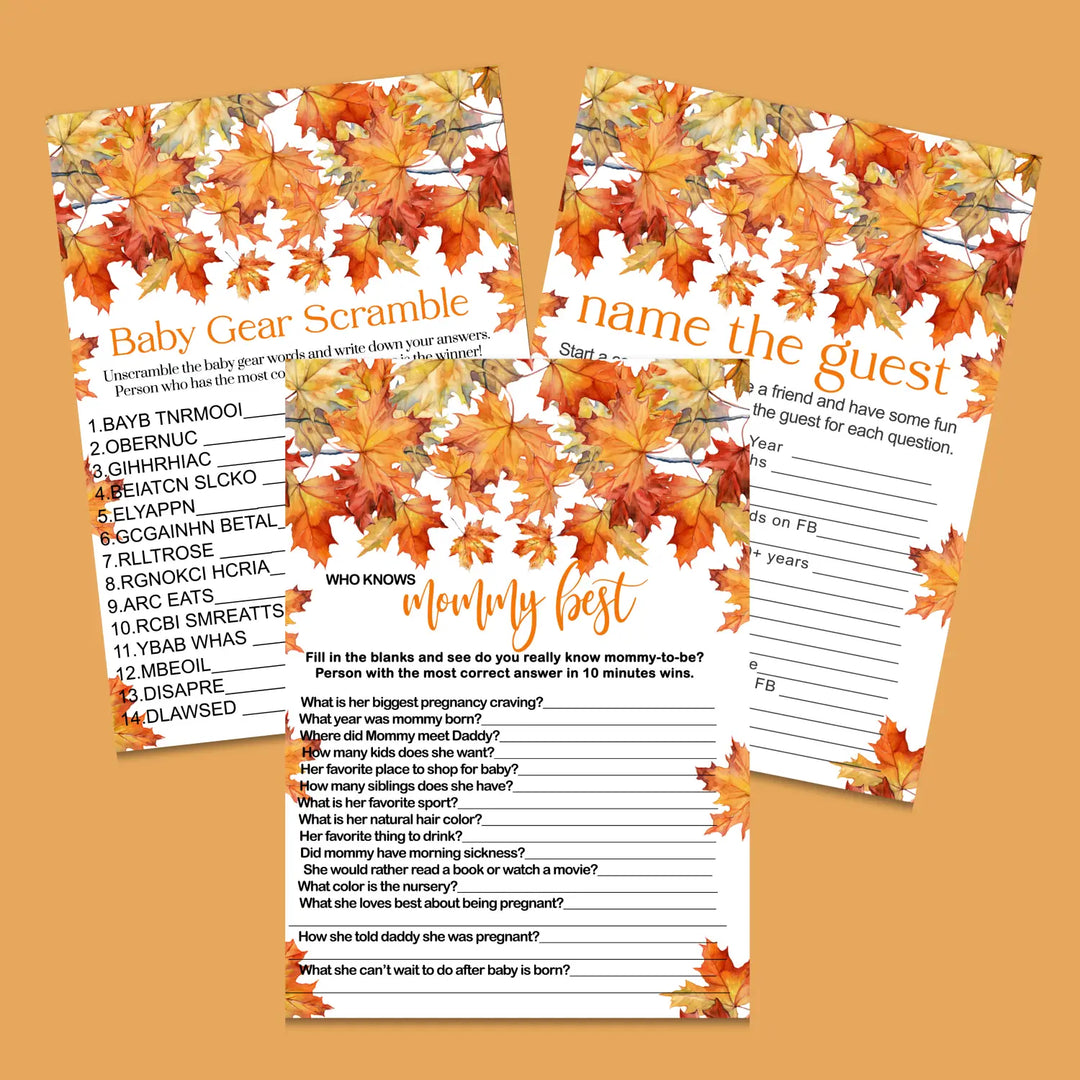 Fall in love baby shower games bundle – instant download printable activities coed celebration fun digital game diy