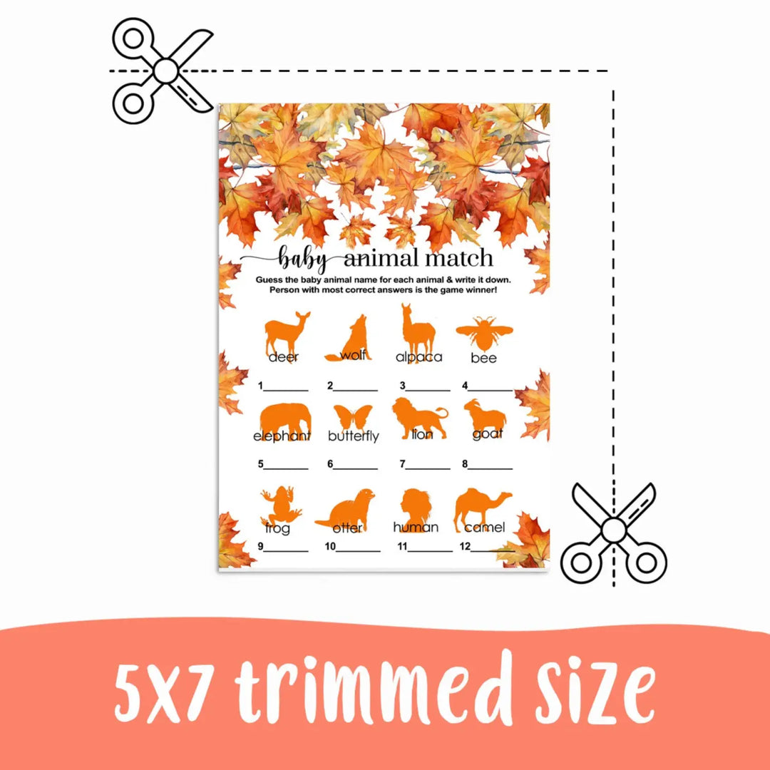 Fall in Love Printable Baby Shower Animal Matching Game Download DIY Party Activity - Paper Clever Party