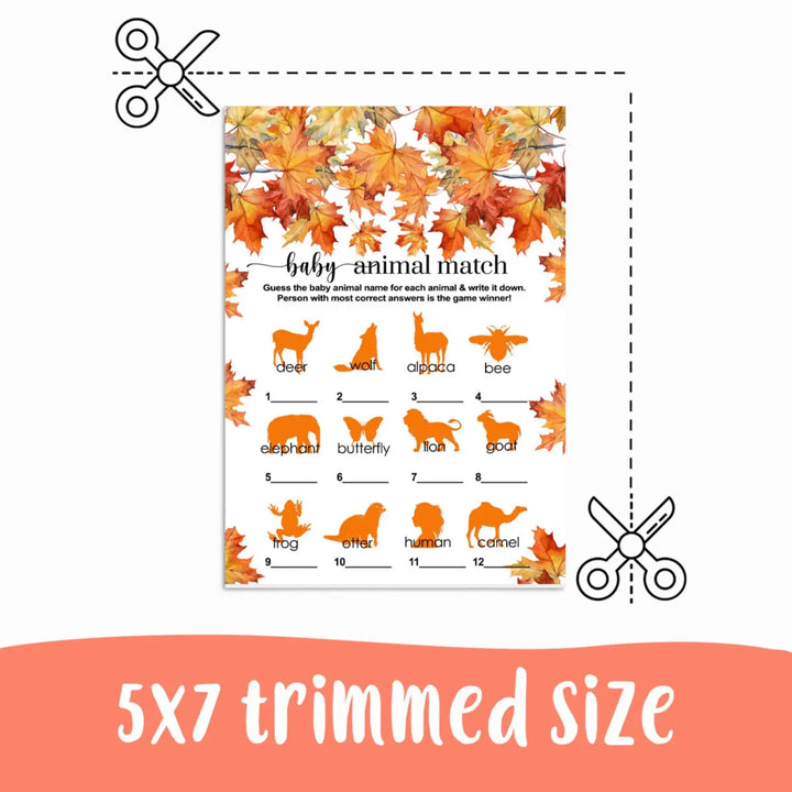 Fall in Love Printable Baby Shower Animal Matching Game Download DIY Party Activity - Paper Clever Party