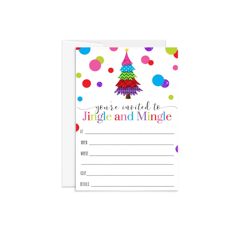 Festive Christmas Party Invitations, 25 Pack with Envelopes - Paper Clever Party