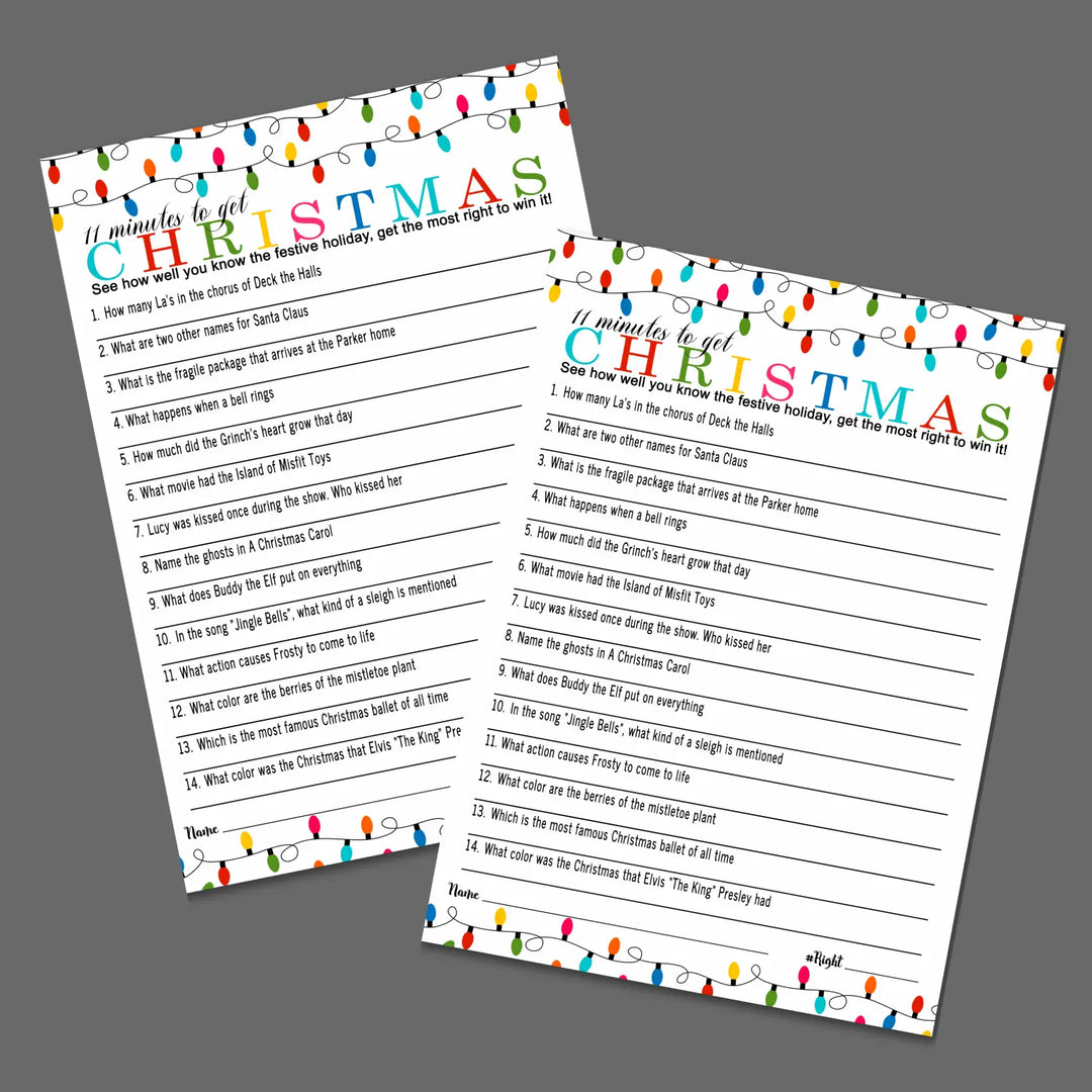Festive lights christmas trivia printable holiday game instant download fun for all - party games
