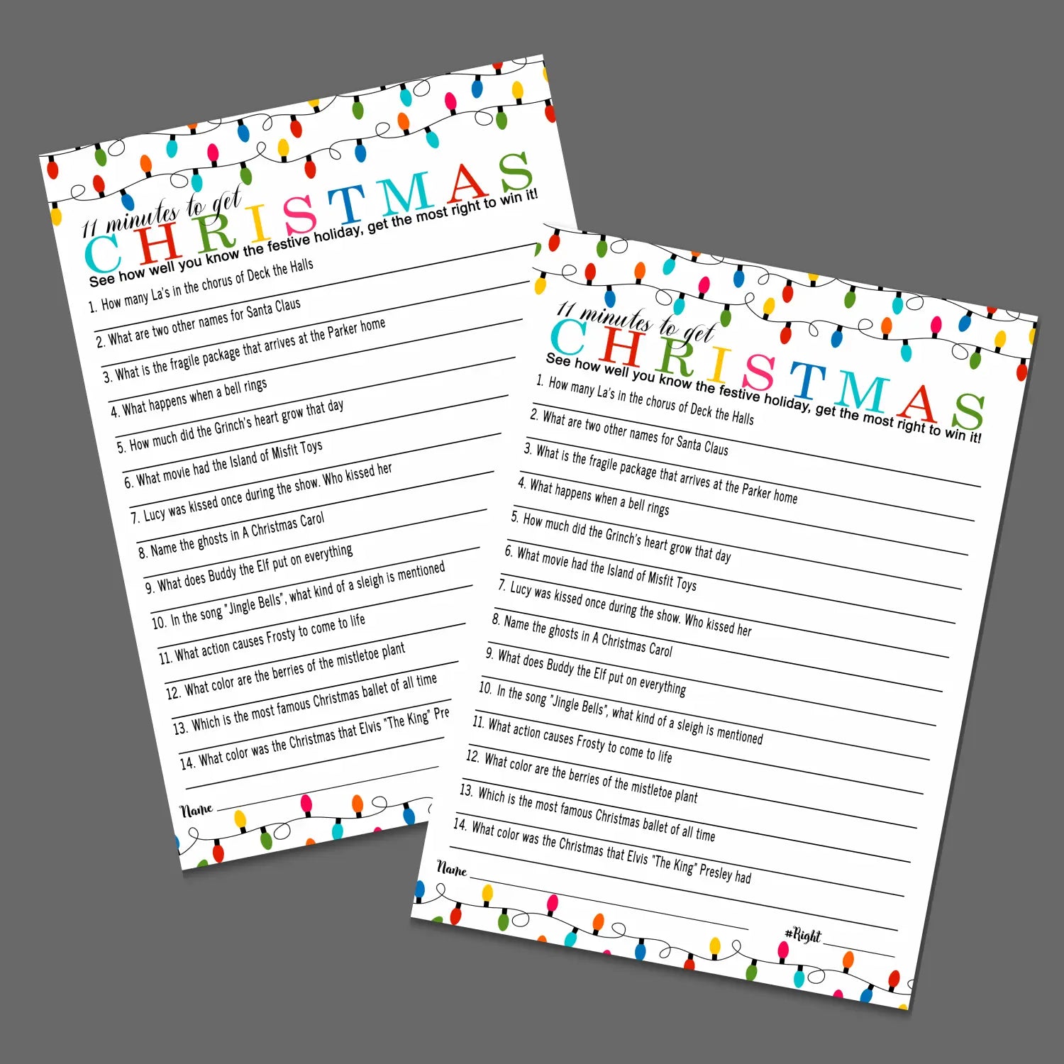 Festive lights christmas trivia printable holiday game instant download fun for all - party games